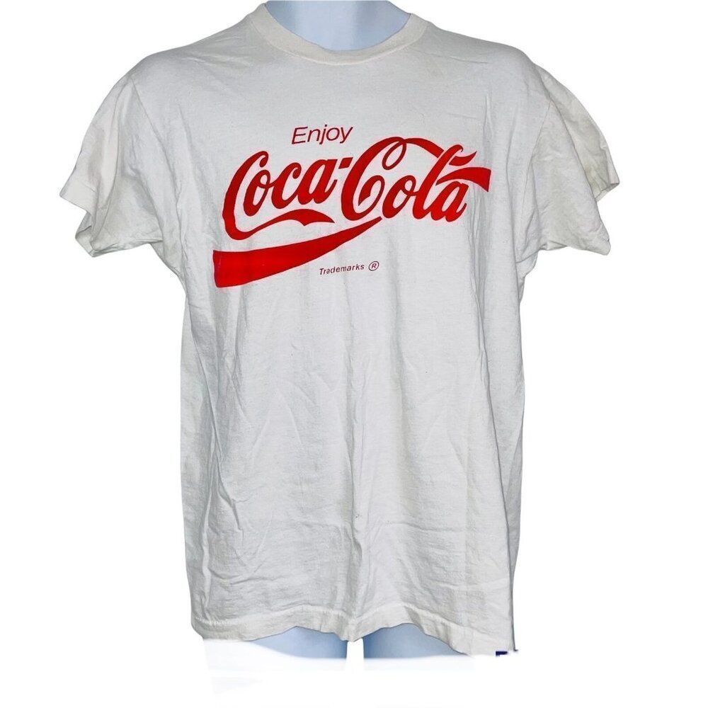 Vintage 80s Coca Cola Special Olympics Mens L T-Shirt White Single Stitch
